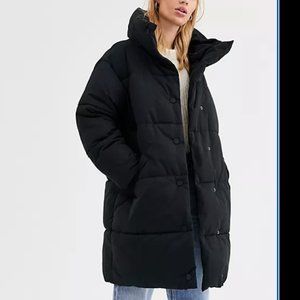 Monki Black Puffer Coat